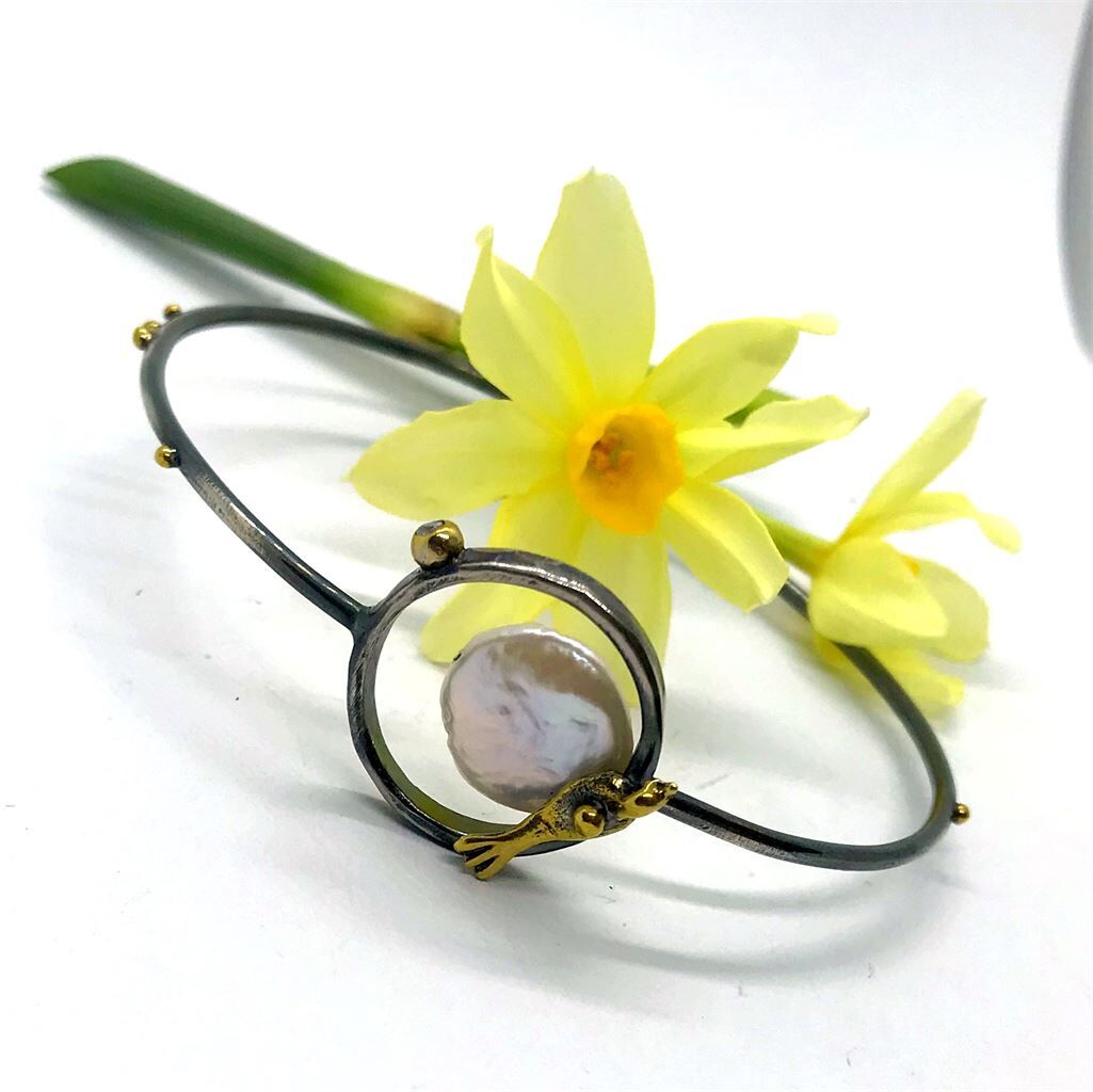 Luna Bird İnci Gümüş Bileklik