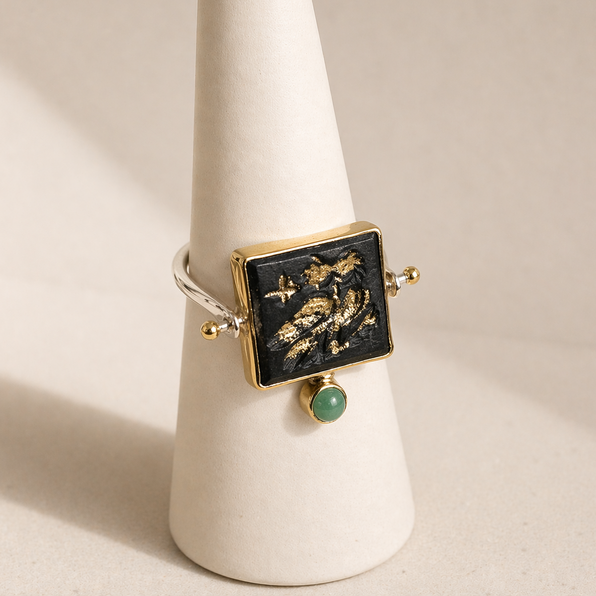 Glaukopis, Athena's Owl Onyx Ring