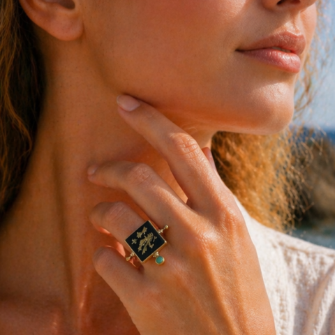 Glaukopis, Athena's Owl Onyx Ring