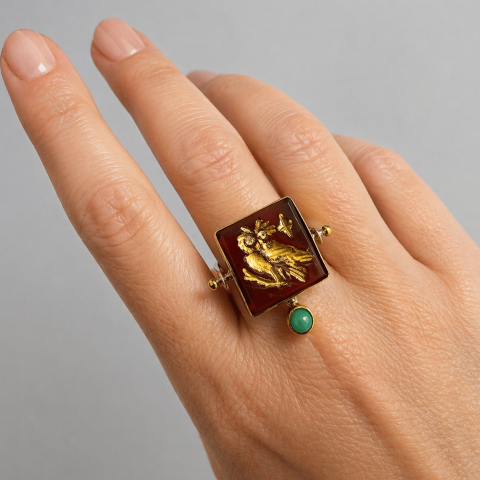 Seal of Wisdom Agate Ring