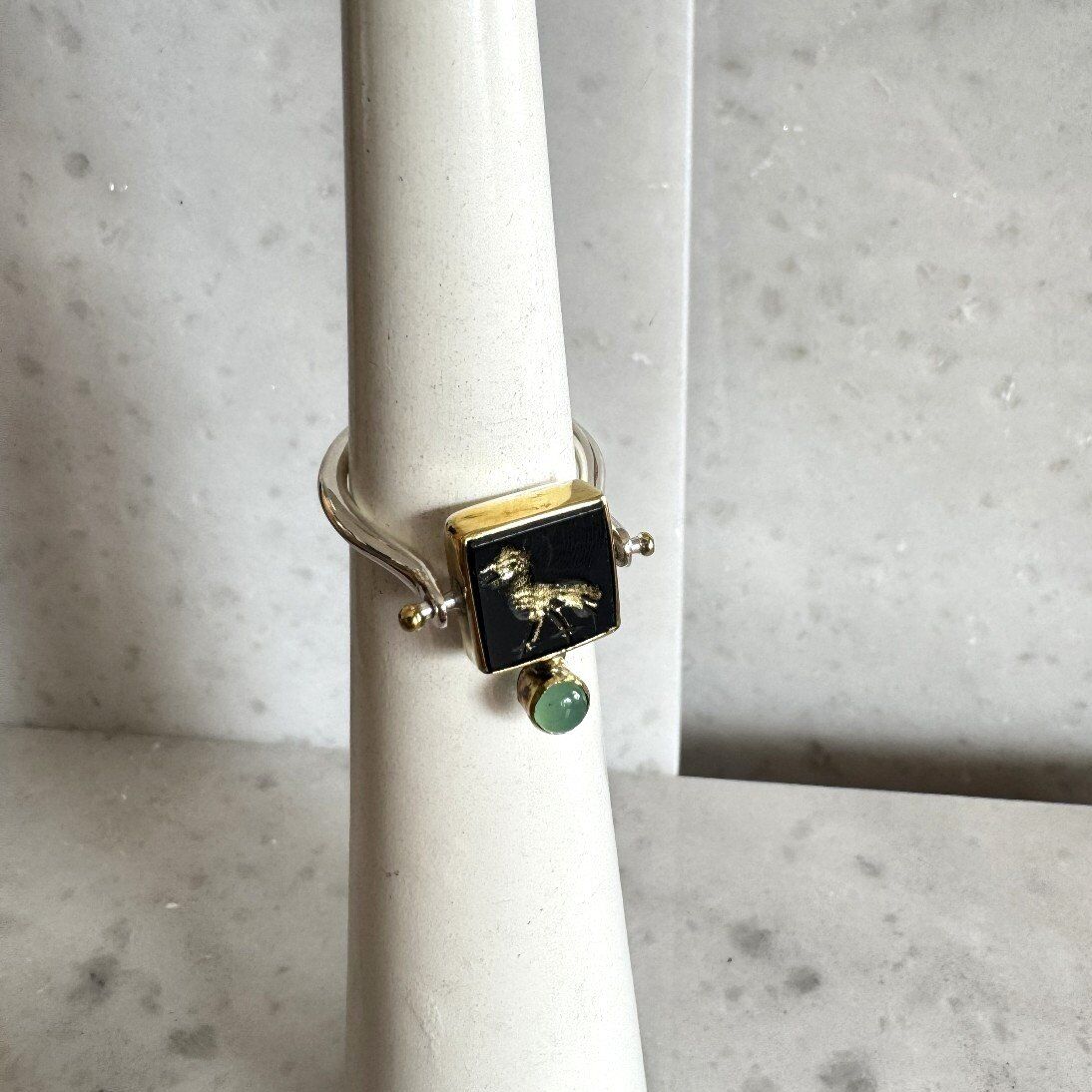 Karanlıkta Yol Bulan Kare Oniks Yüzük