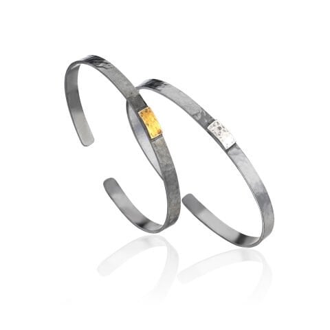 Archaic Dövülü Oksitli Gümüş Erkek Bileklik-Cuff