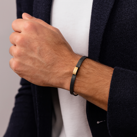 Archaic Dövülü Oksitli Gümüş Erkek Bileklik-Cuff