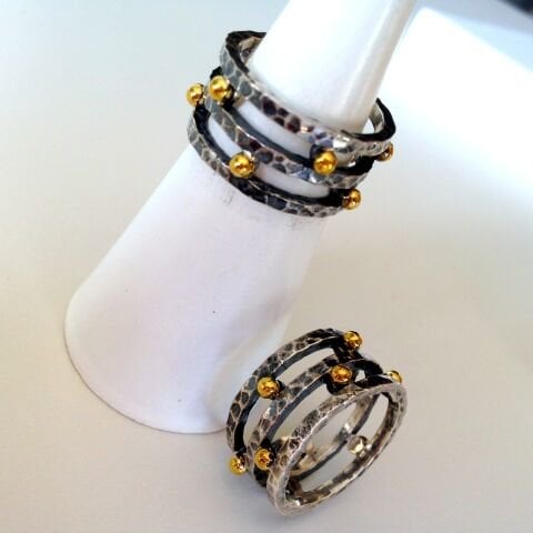 Üç Kat Dövülü Gümüş Yüzük