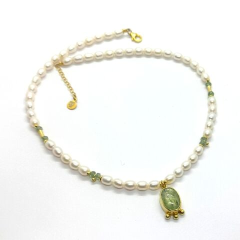 Üç Noktalı Kyanite İnci Kolye